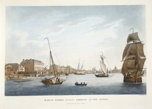 Scuola marina, Dublino, guardando su per il Liffey, 1796 da James Malton